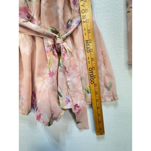 Guess Womens Floral Wrap Darla Belted Romper Size M Multicolor Bell Sleeves Chic - Picture 10 of 15